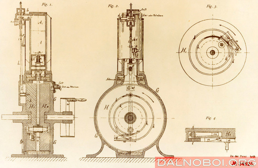 Схема из патента на двигатель Даймлера